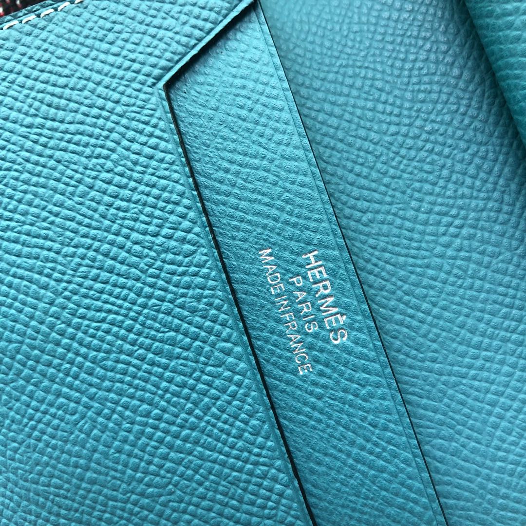 BEARN COMPACT WALLET 12 IN TEAL BLUE EPSOM LEATHER