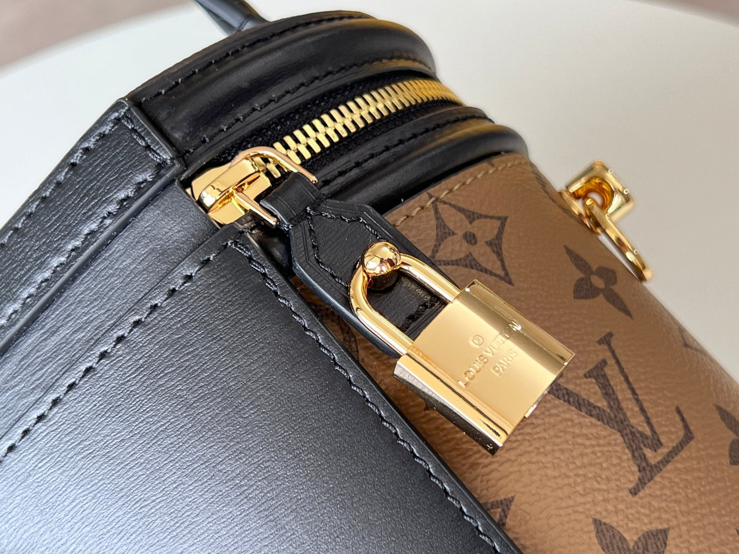 LV 25S PETIT NOE 16 IN BROWN MONOGRAM COATED CANVAS LEATHER TRIM BLACK