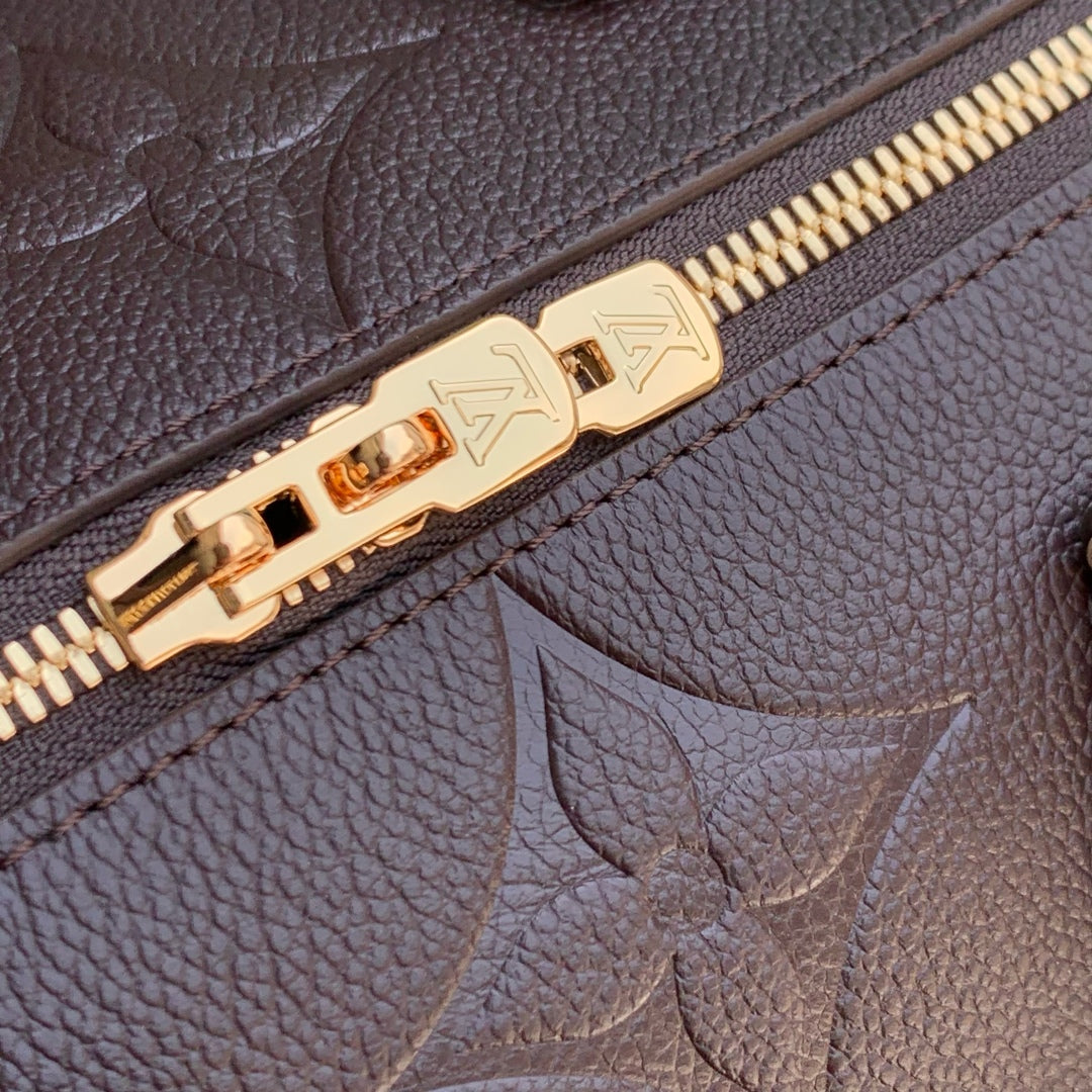 SPEEDY BANDOULIERE 25 IN DARK BROWN MONOGRAM EMPREINTE CALFSKIN EMBOSSED LOGO