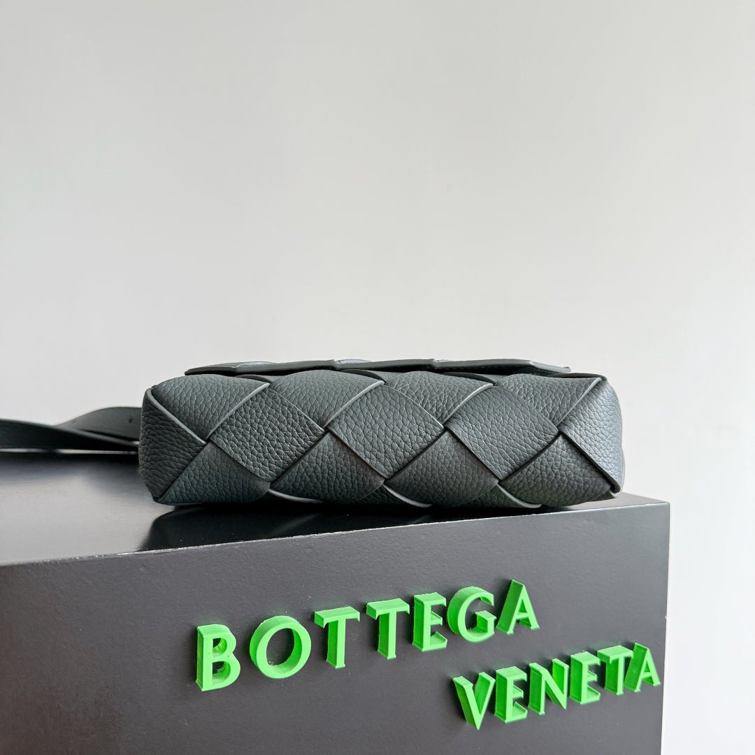 BOTTEGA VENETA 25S DIAGO 22 IN STEEL GRAY CALFSKIN SILVER HARDWARE