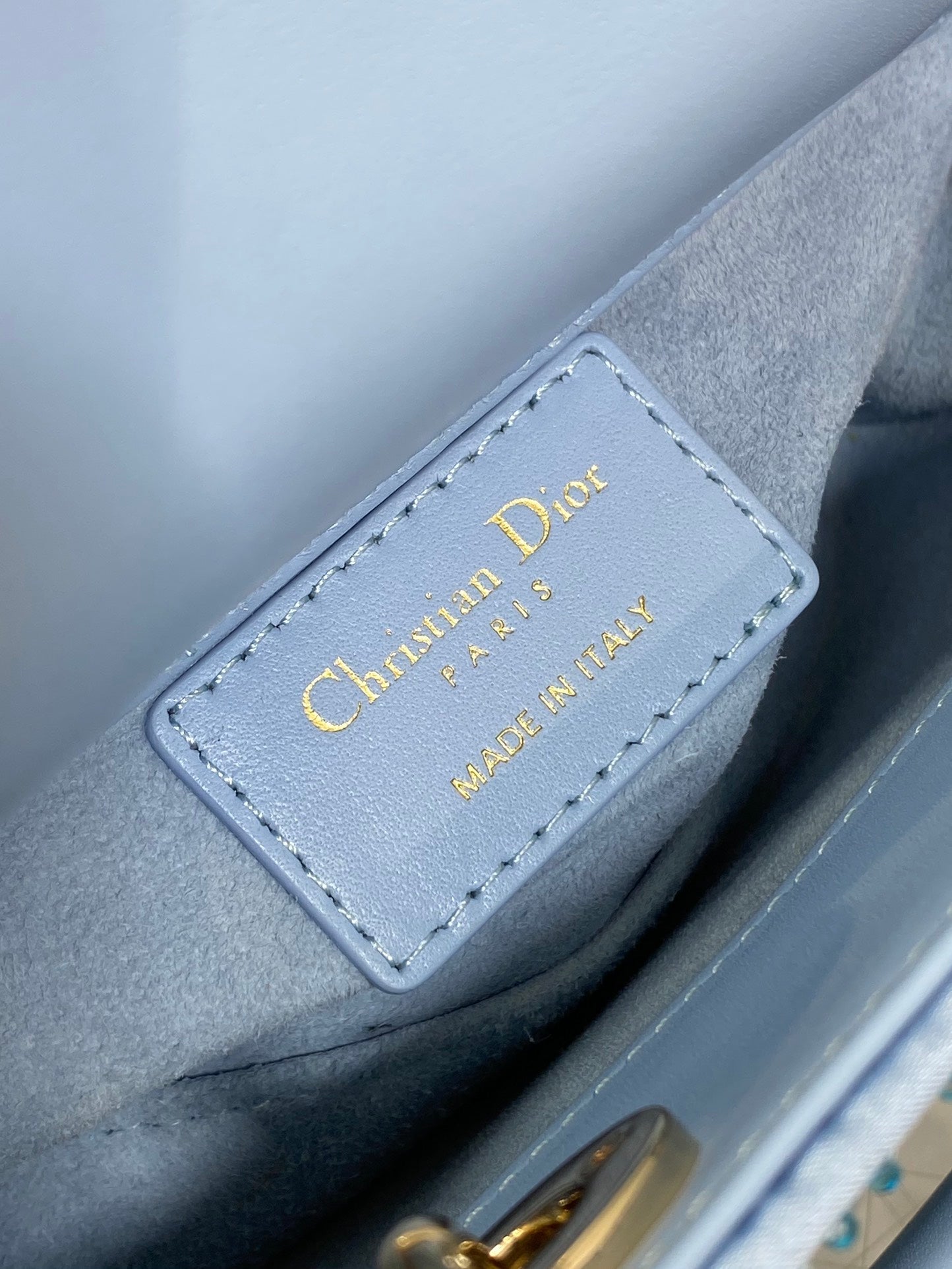 SMALL 16 LADY D-JOY BAG IN POWDER BLUE CANNAGE LAMBSKIN WITH EMBROIDERED BEADWORK BEADWORK