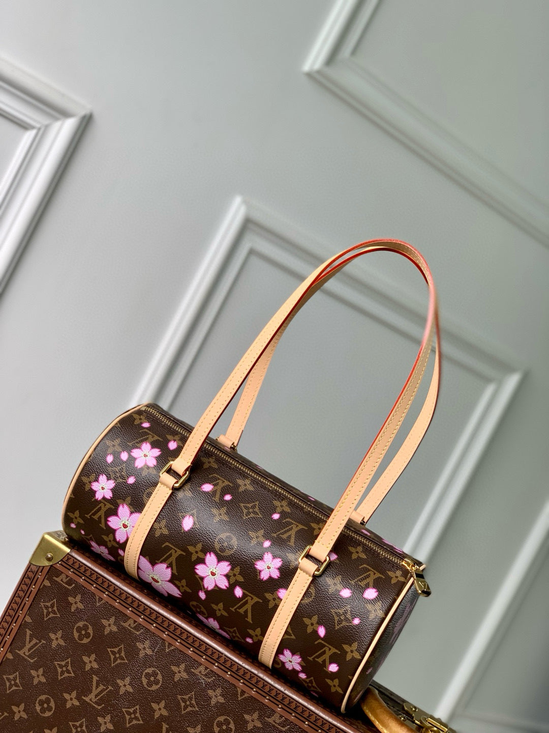 PAPILLON CHERRY BLOSSOM 27 IN SAKURA BROWN MONOGRAM COATED CANVAS