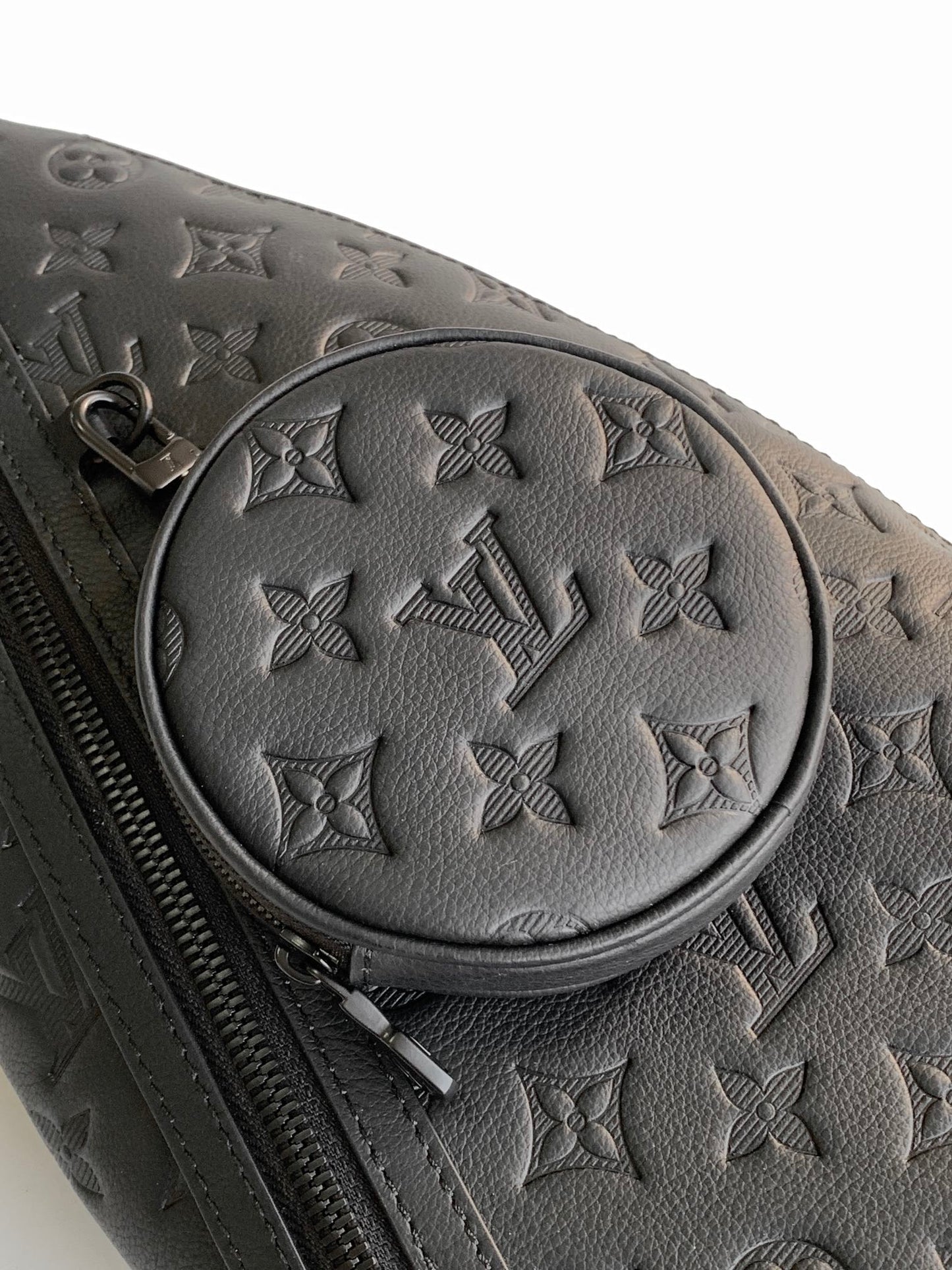 DUO CROSSBAG BAG 42 IN BLACK EMBOSSED CALFSKIN