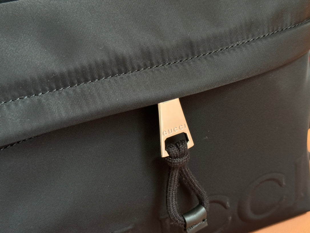 WEB STRIPE-STRAP TOTE BAG 45 IN BLACK CANVAS