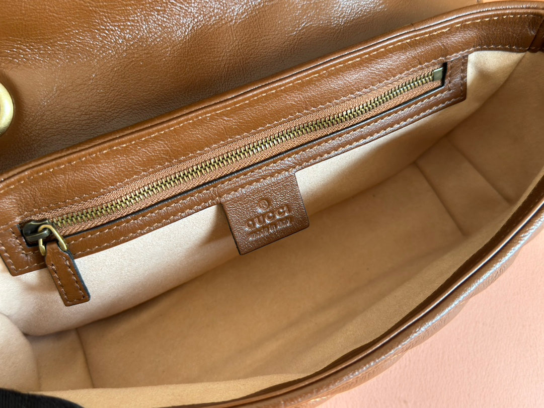 MARMONT MEDIUM SHOULDER BAG 26 IN BROWN MATELASSE CHEVRON LAMBSKIN