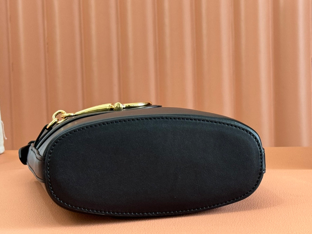 73 SMALL BUCKET BAG 20 IN BLACK SMOOTH CALFSKIN