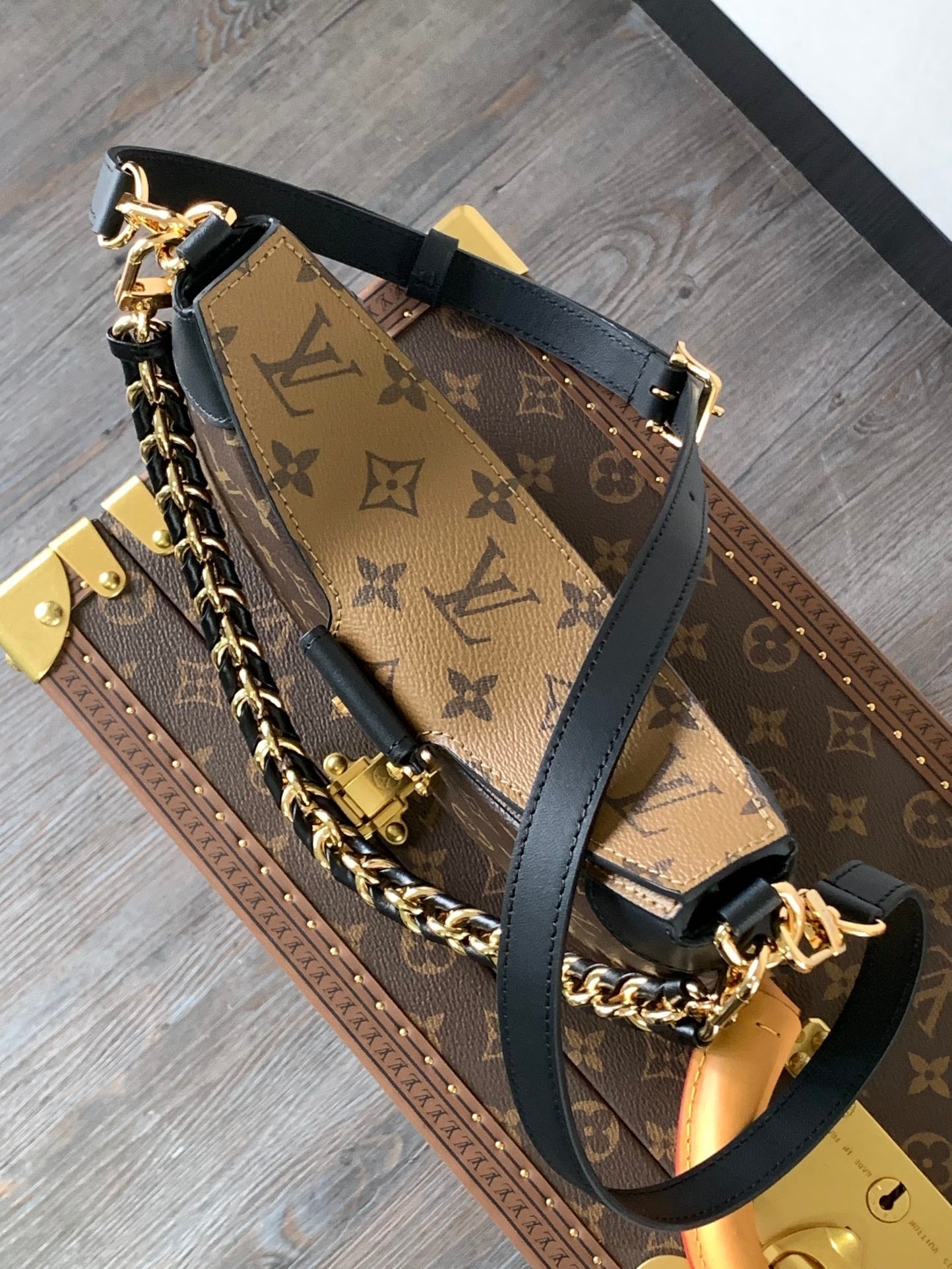 TWINNY BAG 29 IN BROWN MONOGRAM CANVAS AND CALFSKIN