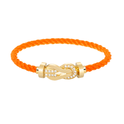 [AURORA]CHANCE LARGE 8 FIGURE BUCKLE HALF DIAMOND BRACELET GOLD