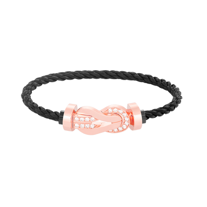 [AURORA]CHANCE LARGE 8 FIGURE BUCKLE HALF DIAMOND BRACELET ROSE GOLD