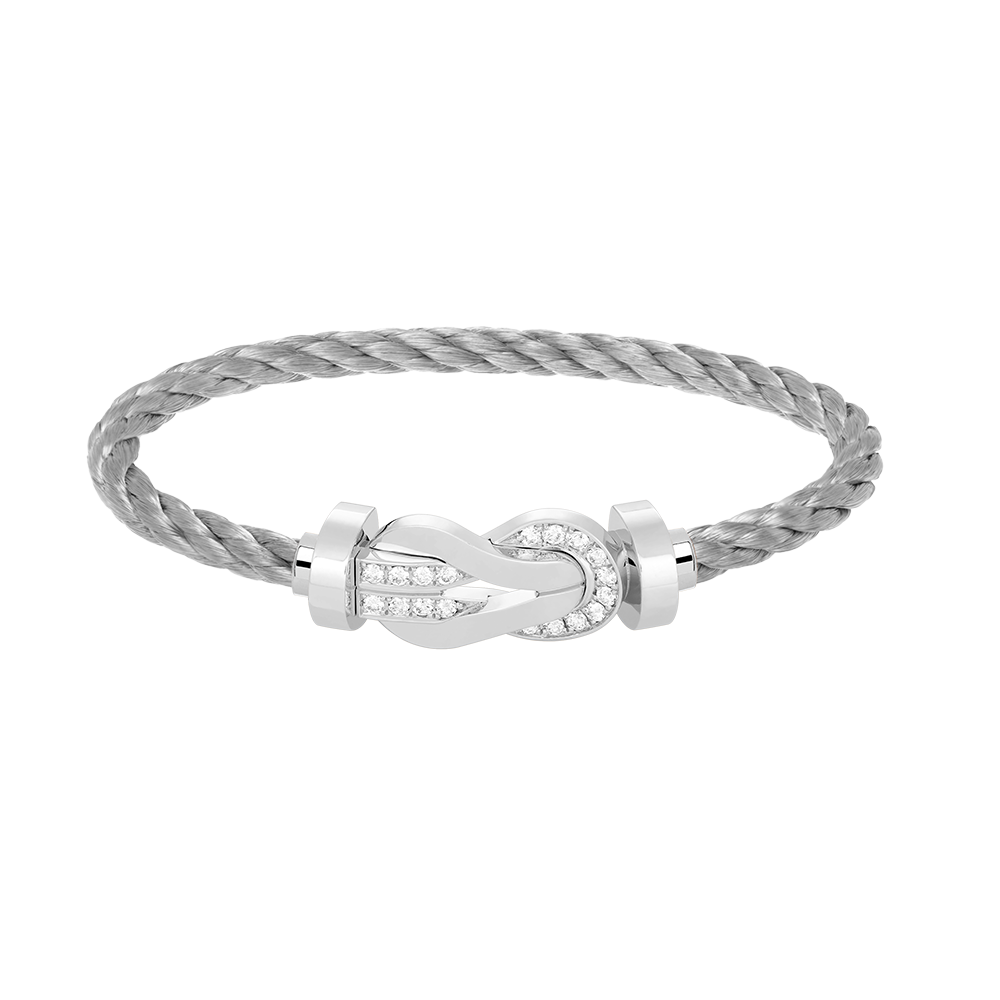 [AURORA]CHANCE LARGE 8 FIGURE BUCKLE HALF DIAMOND BRACELET SILVER