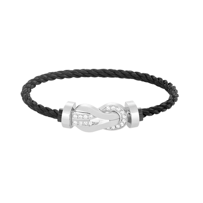 [AURORA]CHANCE LARGE 8 FIGURE BUCKLE HALF DIAMOND BRACELET SILVER