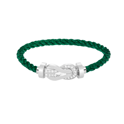 [AURORA]CHANCE LARGE 8 FIGURE BUCKLE HALF DIAMOND BRACELET SILVER