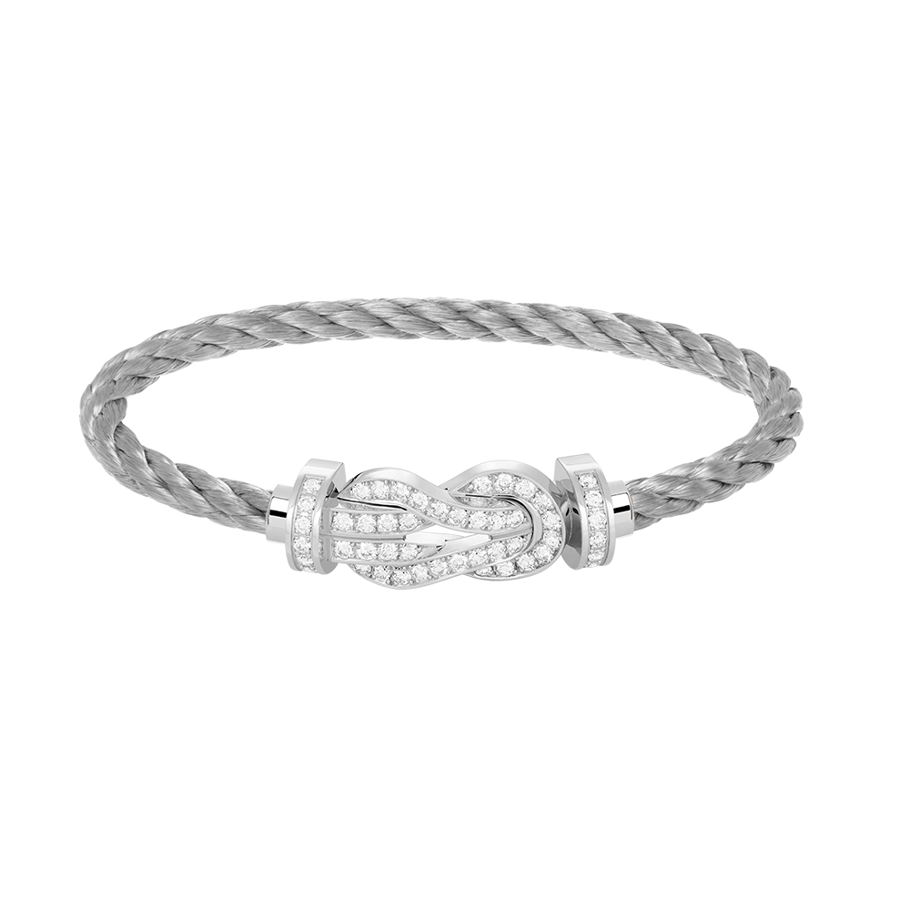 [AURORA]CHANCE LARGE 8 FIGURE BUCKLE FULL DIAMOND BRACELET SILVER