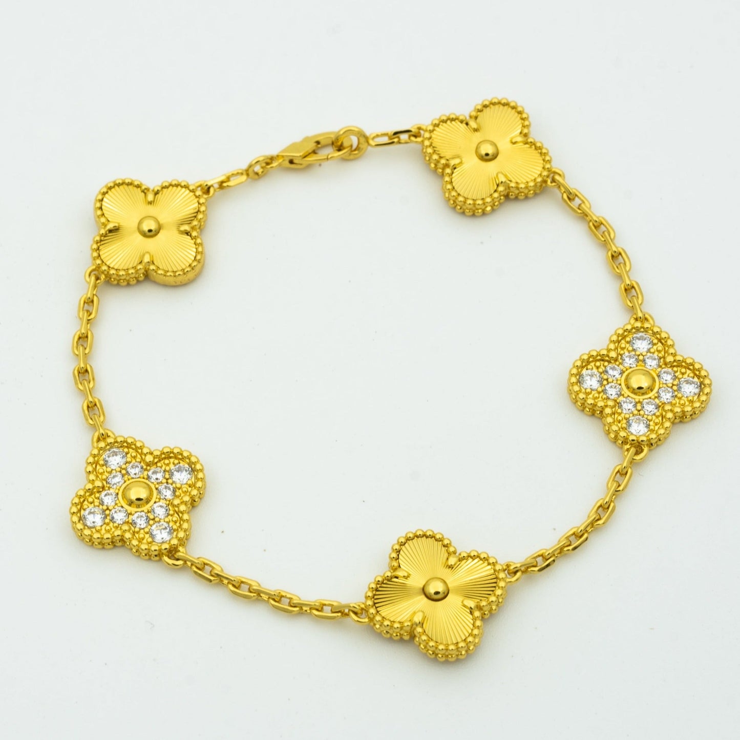 [basloveJW]CLOVER ARMBAND 5 MOTIVE GOLD DIAMANT 