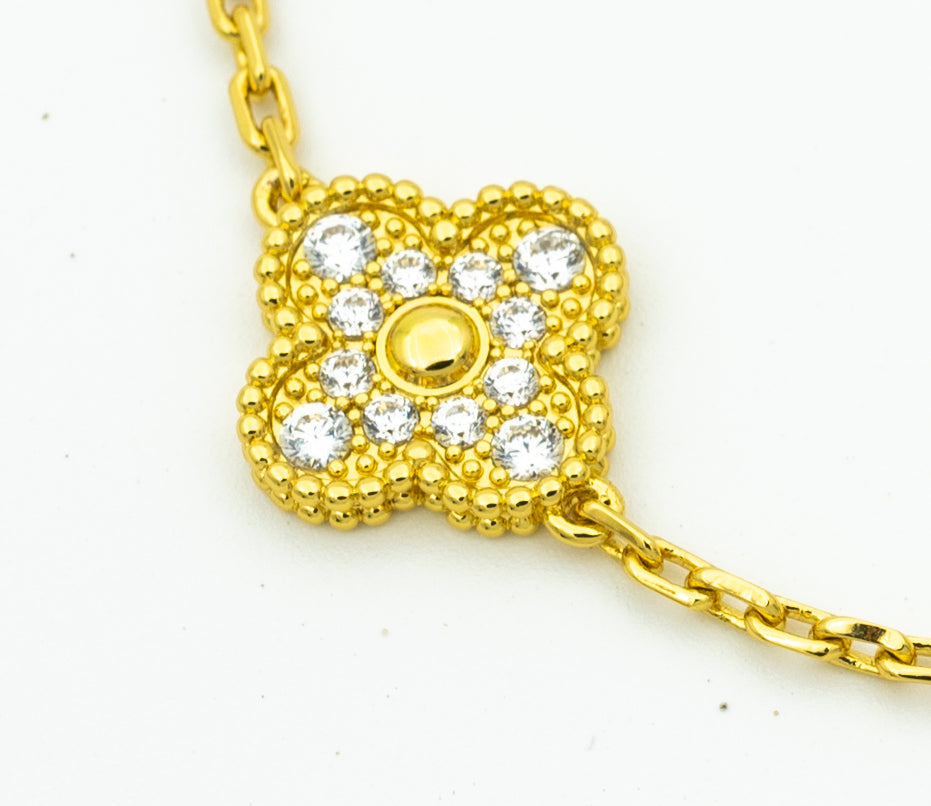 [basloveJW]CLOVER ARMBAND 5 MOTIVE GOLD DIAMANT 