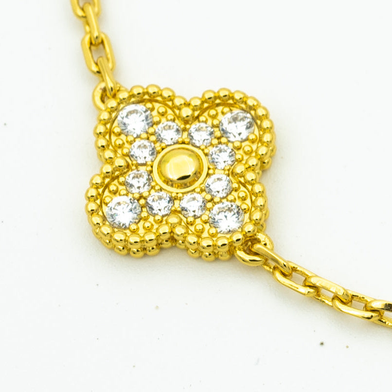 [basloveJW]CLOVER ARMBAND 5 MOTIVE GOLD DIAMANT 