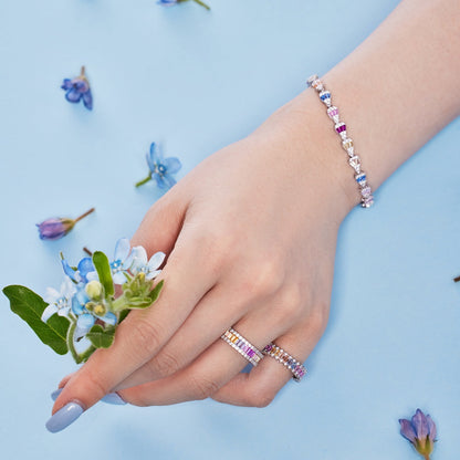 [AURORA]Dainty Kaleidoscopic Emerald Cut Daily Ring