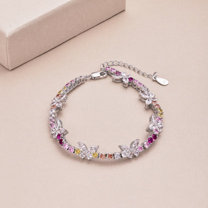 [AURORA]Ornate Colorful Butterfly Shape Round Cut Daily Bracelet