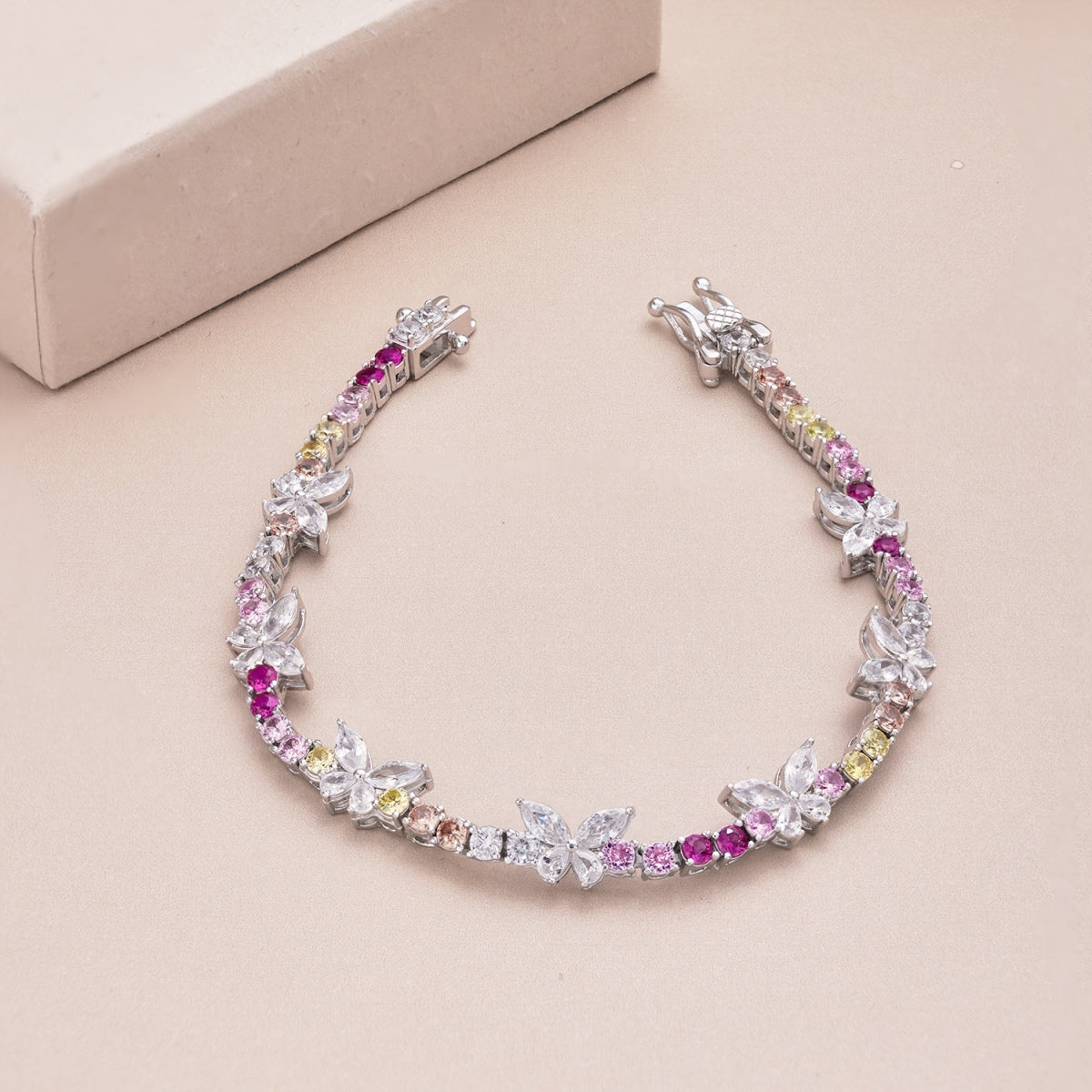 [AURORA]Ornate Colorful Butterfly Shape Round Cut Daily Bracelet