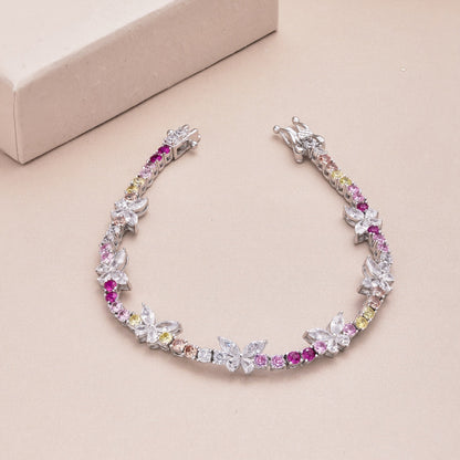 [AURORA]Ornate Colorful Butterfly Shape Round Cut Daily Bracelet