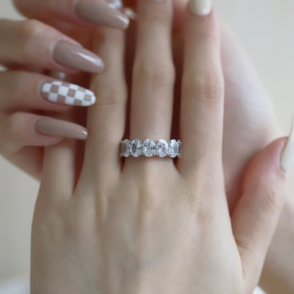 [AURORA]Dainty Elongated Cushion Cut Tennis Ring