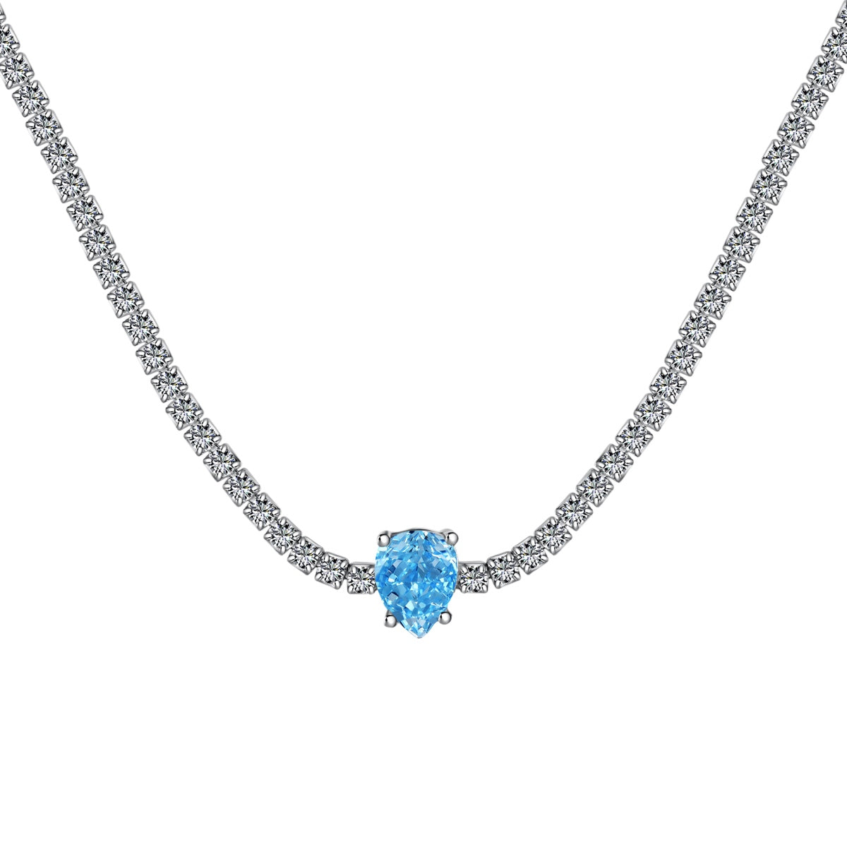 [AURORA]1.0 carat Unique Pear Cut Tennis Necklace