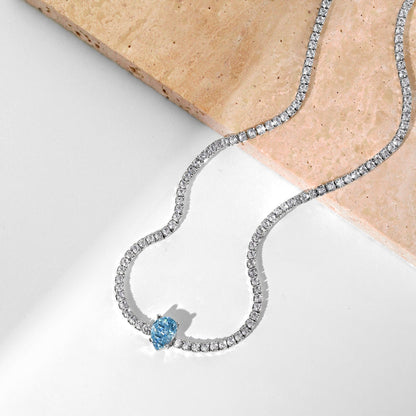 [AURORA]1.0 carat Unique Pear Cut Tennis Necklace
