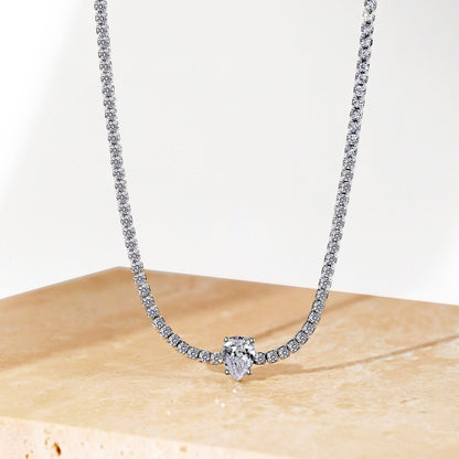 [AURORA]1.0 carat Unique Pear Cut Tennis Necklace