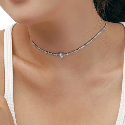 [AURORA]1.0 carat Unique Pear Cut Tennis Necklace