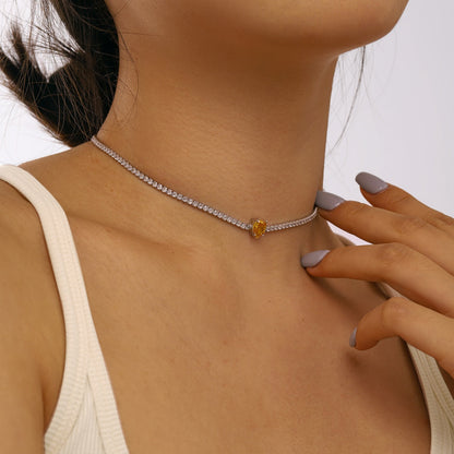 [AURORA]1.0 carat Unique Pear Cut Tennis Necklace