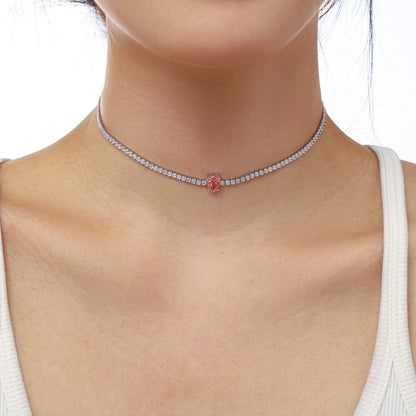 [AURORA]1.0 carat Unique Pear Cut Tennis Necklace