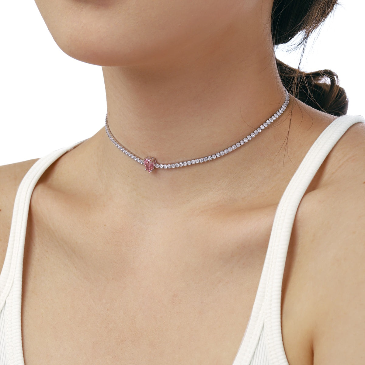 [AURORA]1.0 carat Unique Pear Cut Tennis Necklace