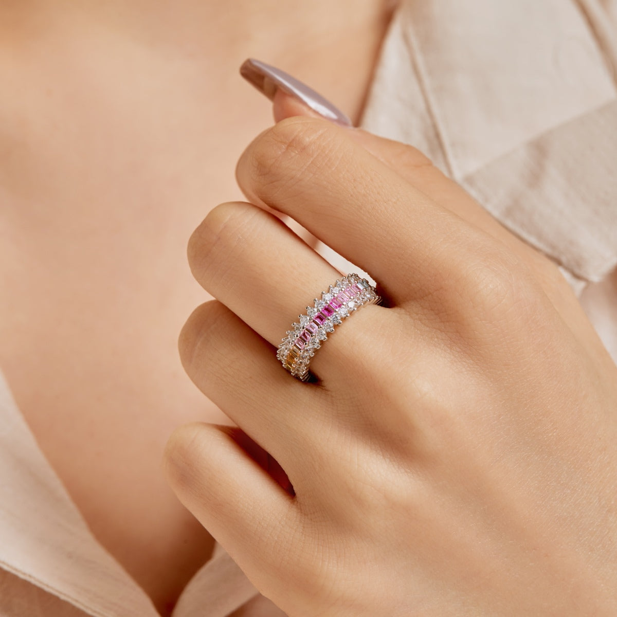 [AURORA]Ornate Colorful Radiant Cut Daily Ring