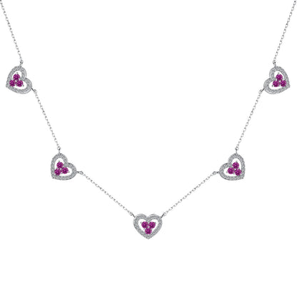 [AURORA]Sparkling Five Heart Necklace