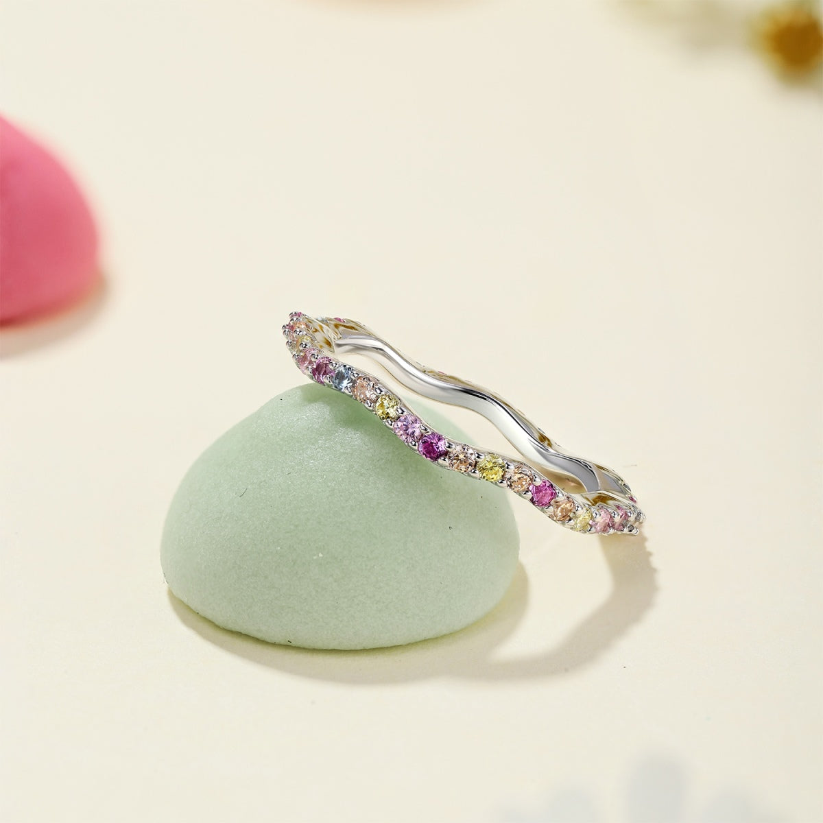 [AURORA]Dainty Colorful Round Cut Party Ring