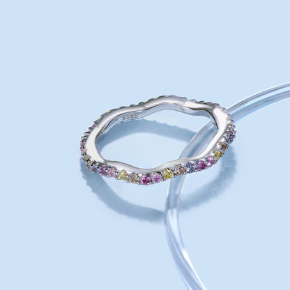 [AURORA]Dainty Colorful Round Cut Party Ring