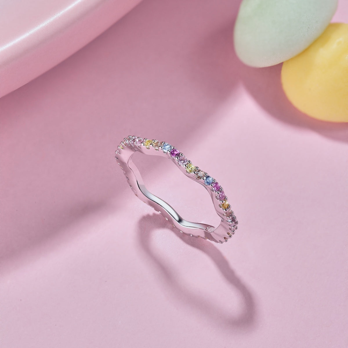 [AURORA]Dainty Colorful Round Cut Party Ring