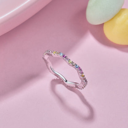 [AURORA]Dainty Colorful Round Cut Party Ring