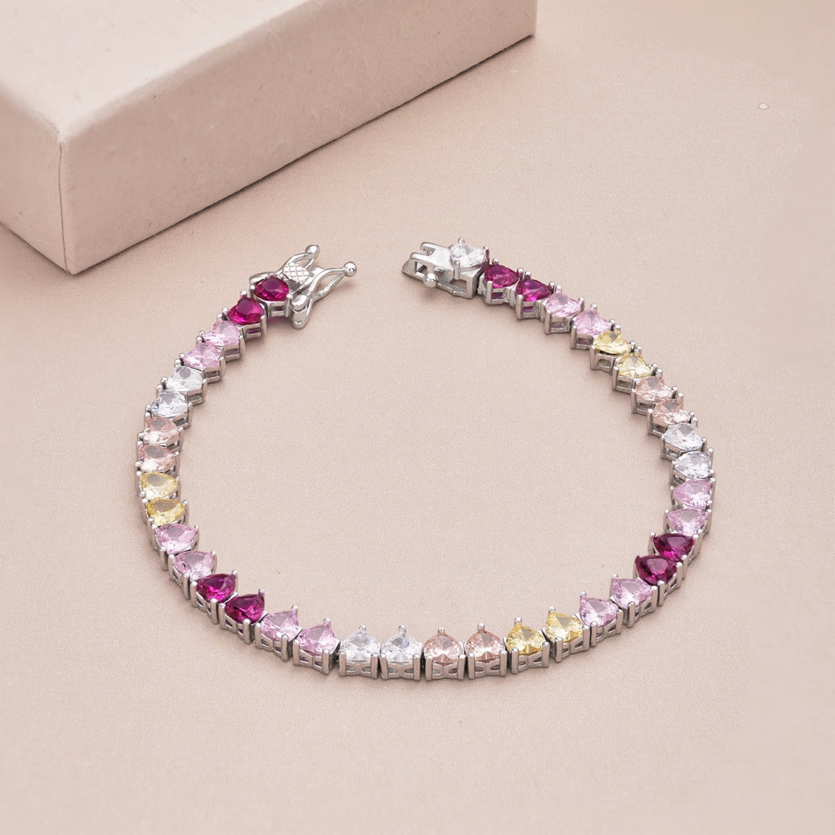 [AURORA]Luxurious Colorful Romantic Heart Shape Lover Bracelet
