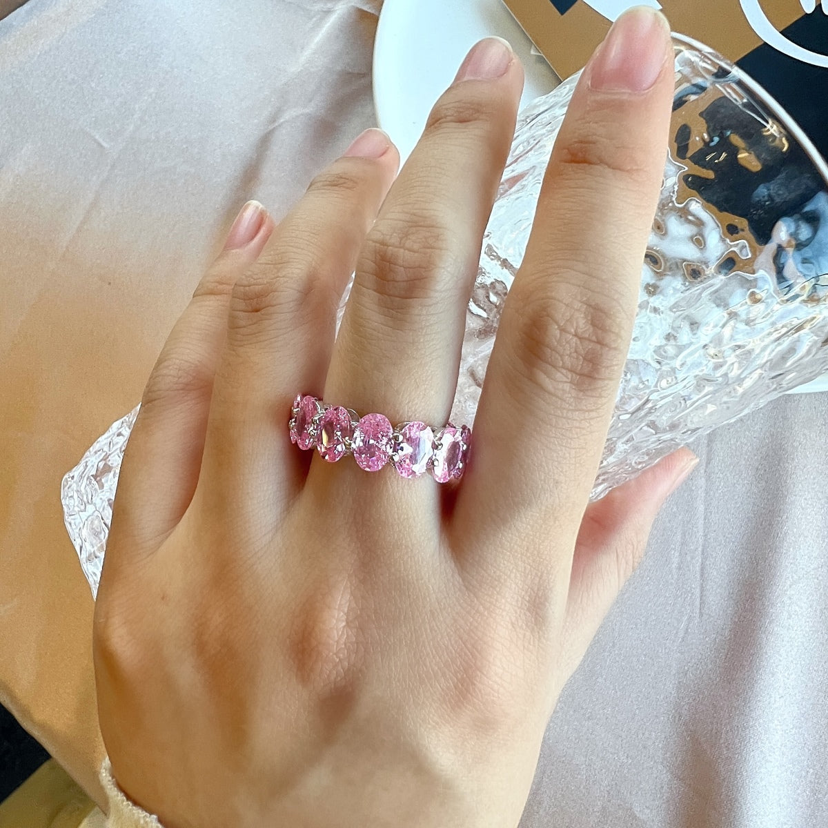 [AURORA]Dainty Elongated Cushion Cut Tennis Ring
