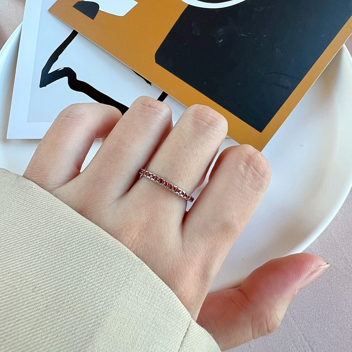 [AURORA]Delicate Sparkling Round Cut Daily Ring