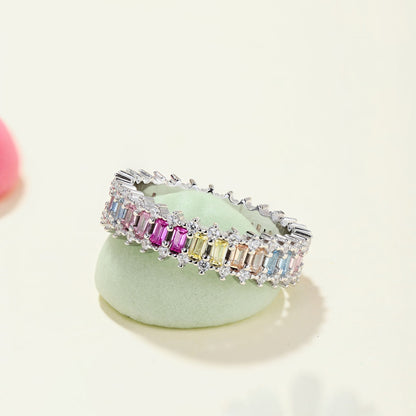 [AURORA]Splashy Ornate Emerald Cut Cocktail Ring