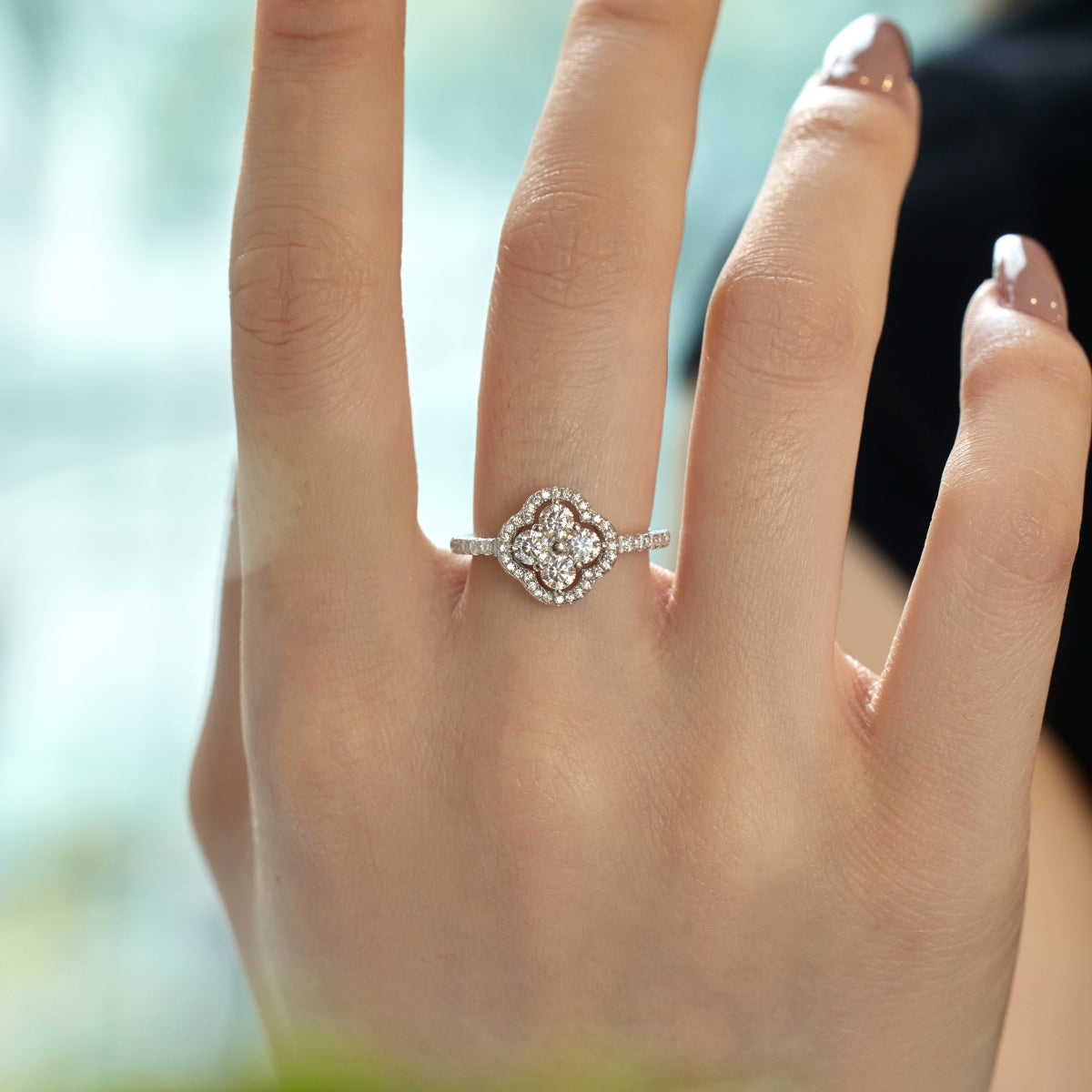 [AURORA]Four Leaf Clover Flower Design Ring