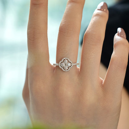 [AURORA]Four Leaf Clover Flower Design Ring