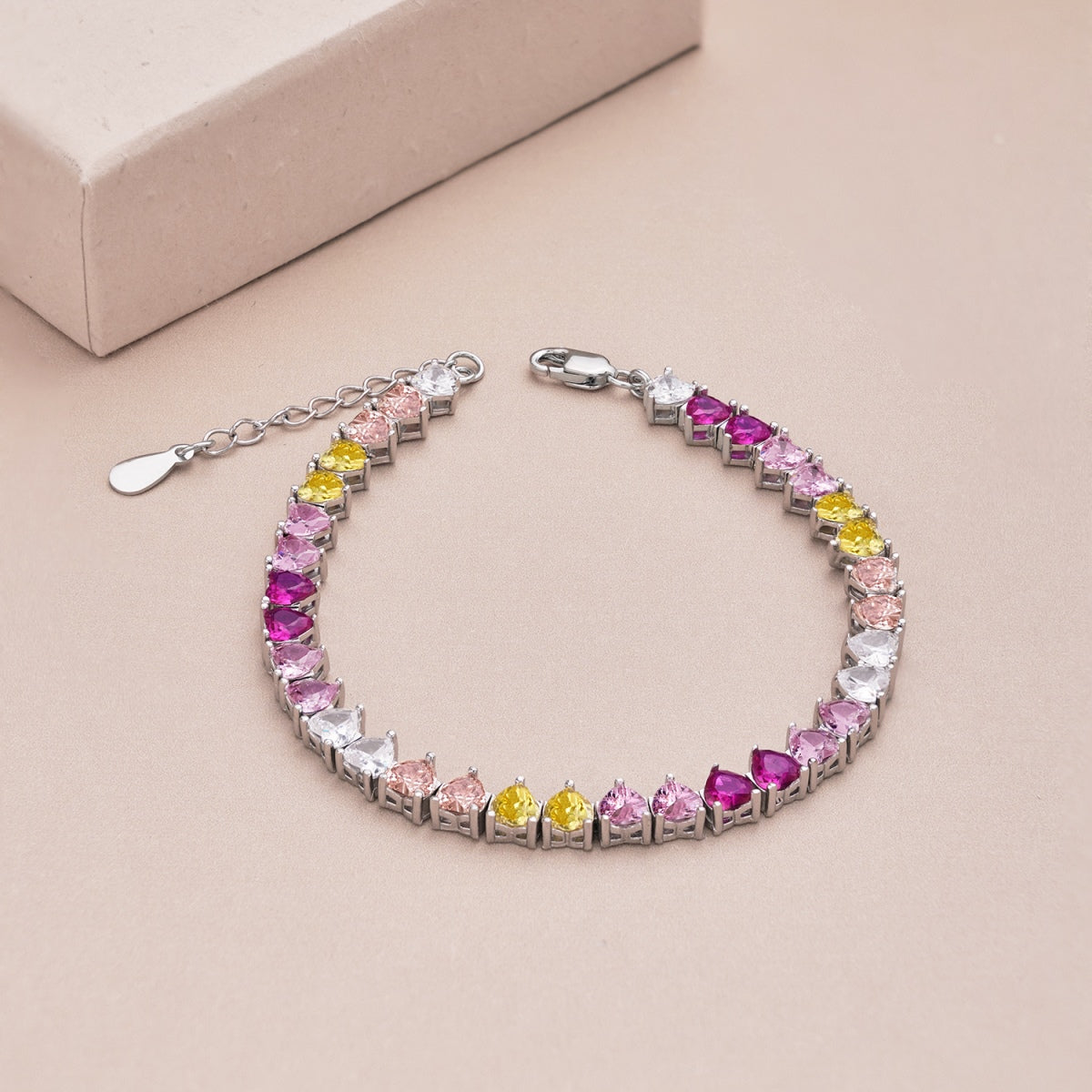 [AURORA]Luxurious Colorful Romantic Heart Shape Lover Bracelet