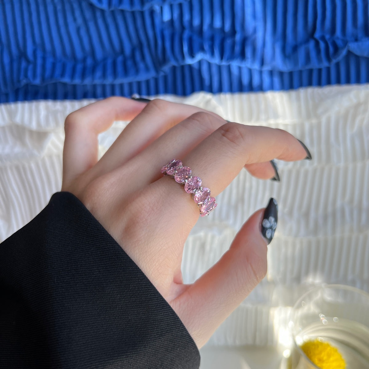 [AURORA]Dainty Elongated Cushion Cut Tennis Ring