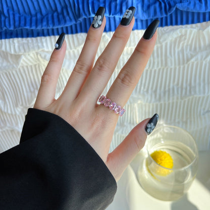 [AURORA]Dainty Elongated Cushion Cut Tennis Ring