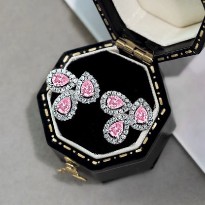 [AURORA]Ornate Flower Shape Pear Cut Lover Earrings