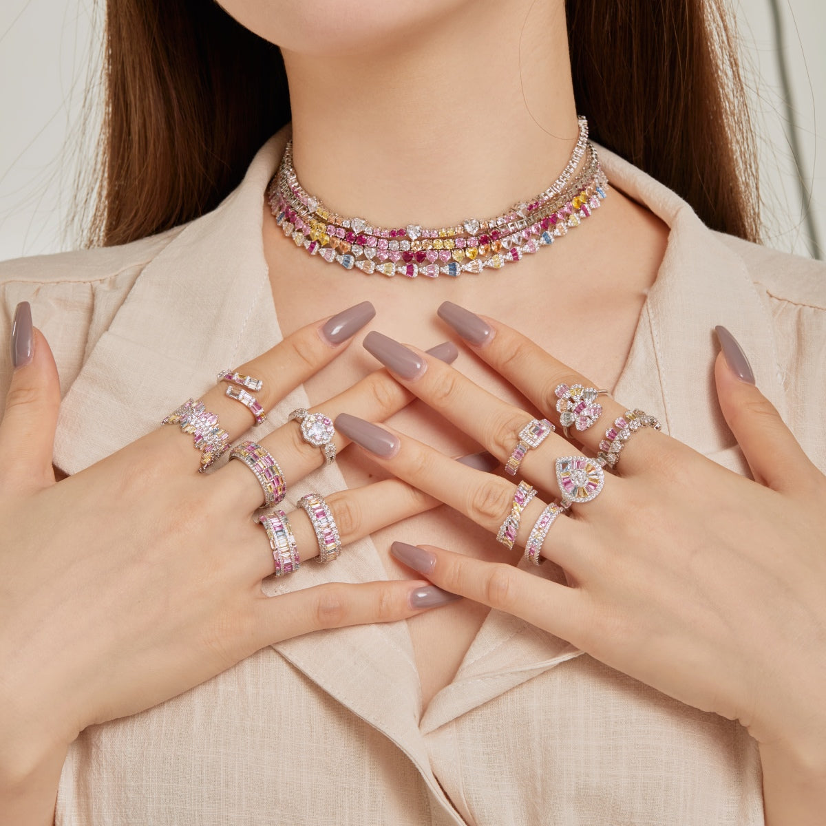[AURORA]Dainty Colorful Radiant Cut Daily Ring