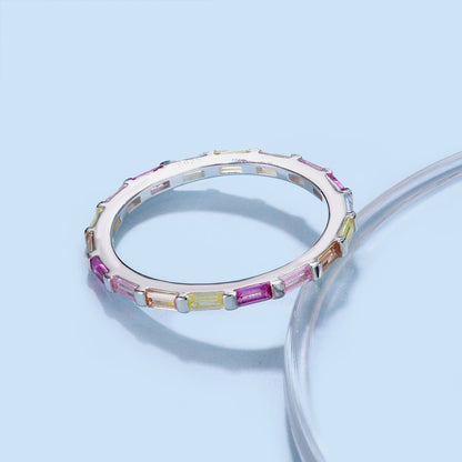 [AURORA]Exquisite Multicolored Emerald Cut Daily Ring